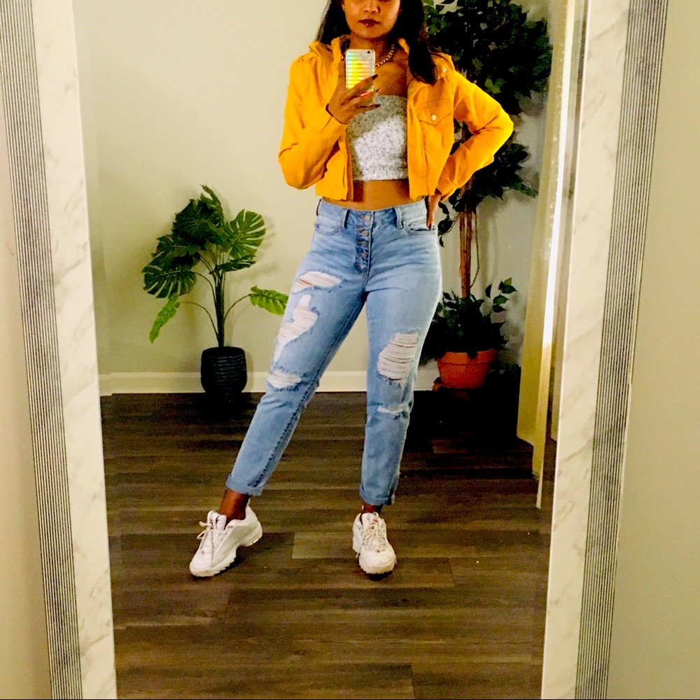 Raw Distressed cropped utility jacket small